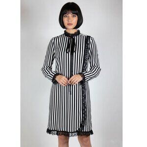 Marc Jacobs Black & White Striped Dress with Lace Detail, Womens Size 4